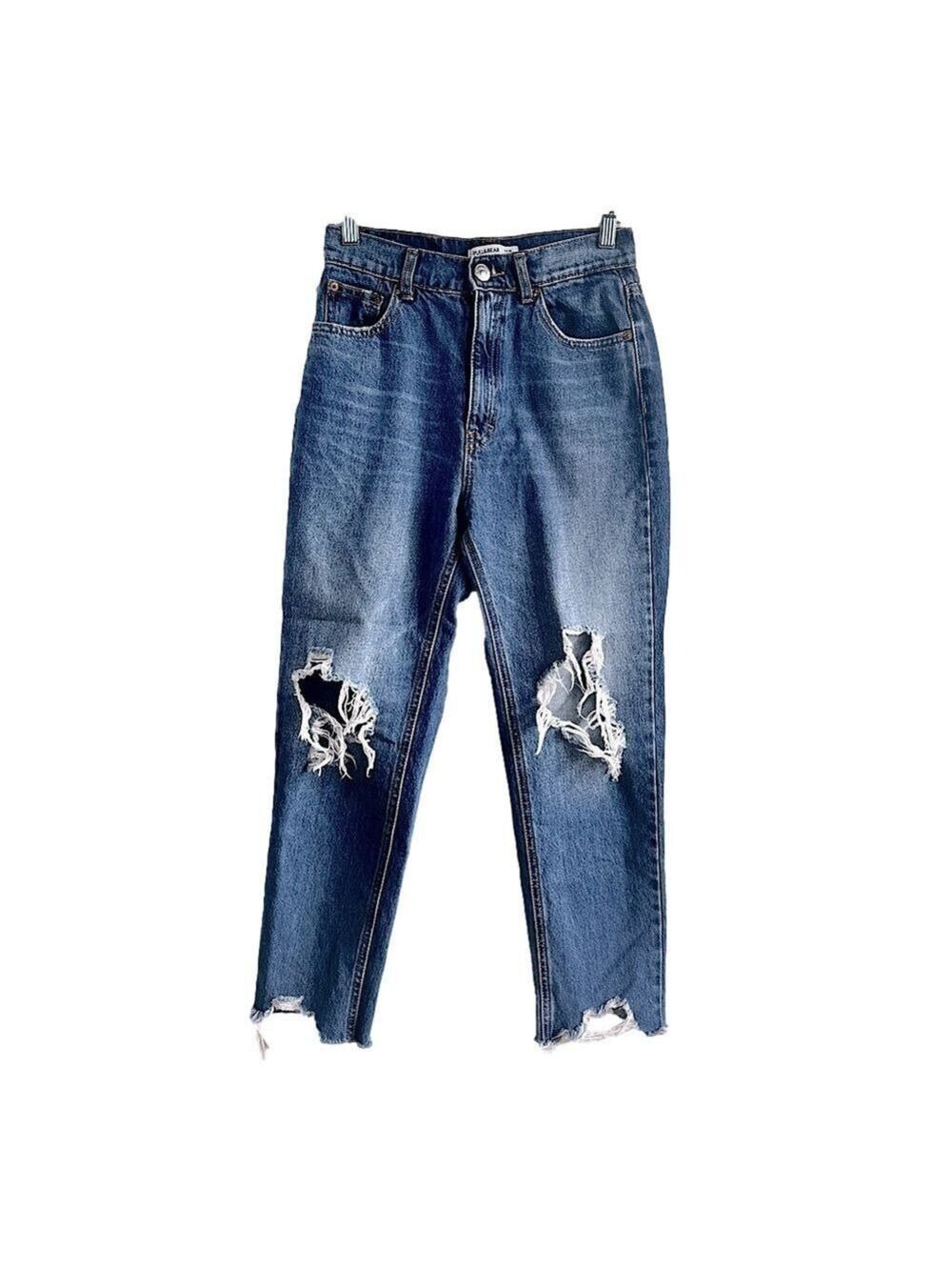 PULL & BEAR High-Rise Raw Hem Denim